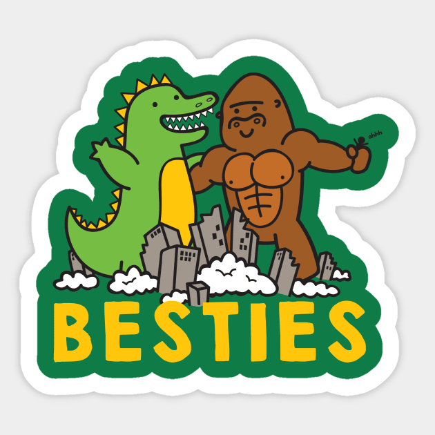 Besties Godzilla and King Kong Sticker by toddgoldmanart